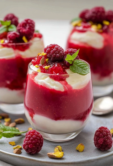 Himbeer-Skyr-Creme im Glas proteinreich